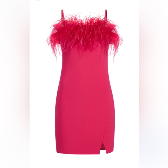 Likely Hot pink feather dress. Excellent condition - Picture 1 of 6